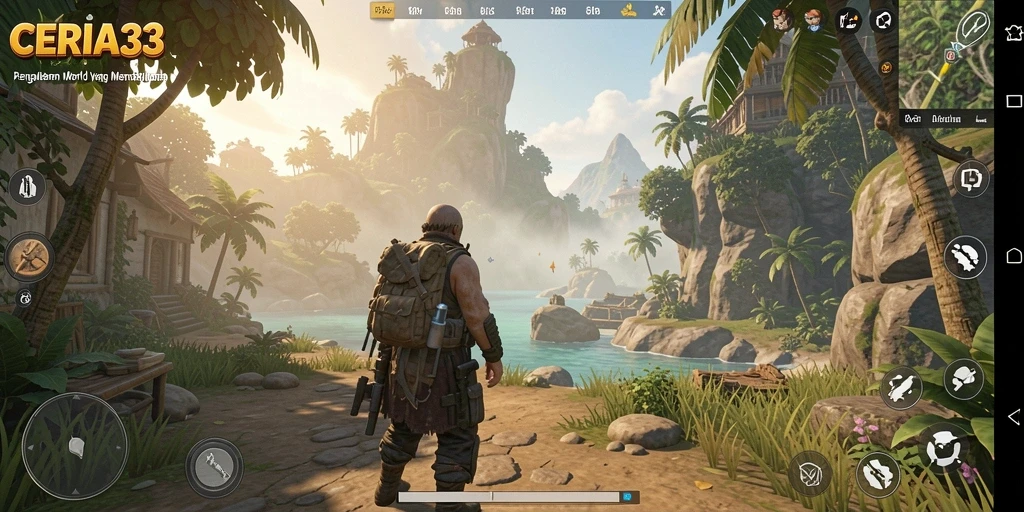 Tangkapan layar utama menunjukkan gameplay dinamis CERIA33 yang menyerupai dunia terbuka.