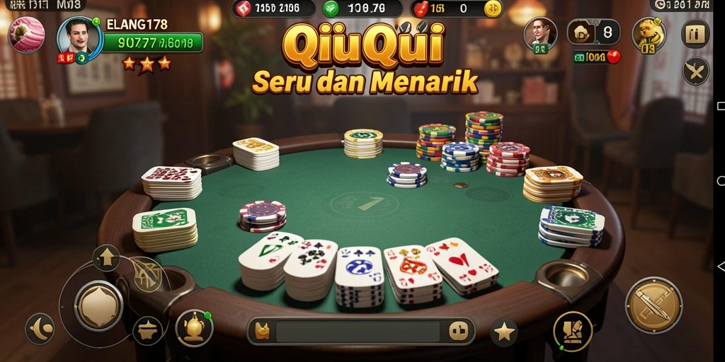 Tampilan menarik dari gameplay QiuQiu di ELANG178.
