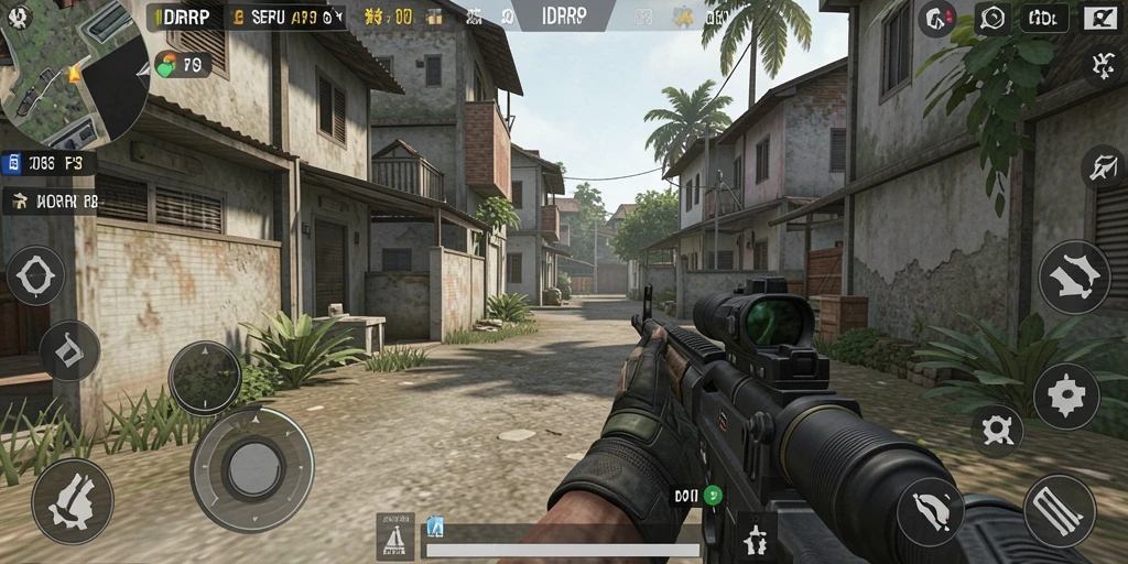 Screenshot utama menampilkan aksi menegangkan dalam game FPS IDRRP.