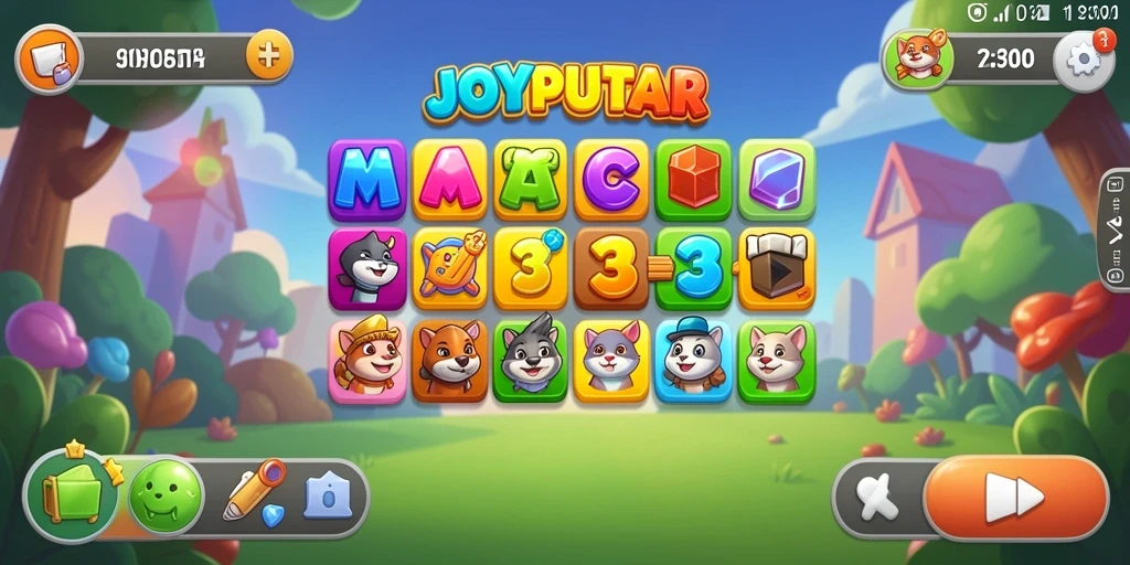Screenshot gameplay JOYPUTAR menampilkan aksi seru permainan Match-3.