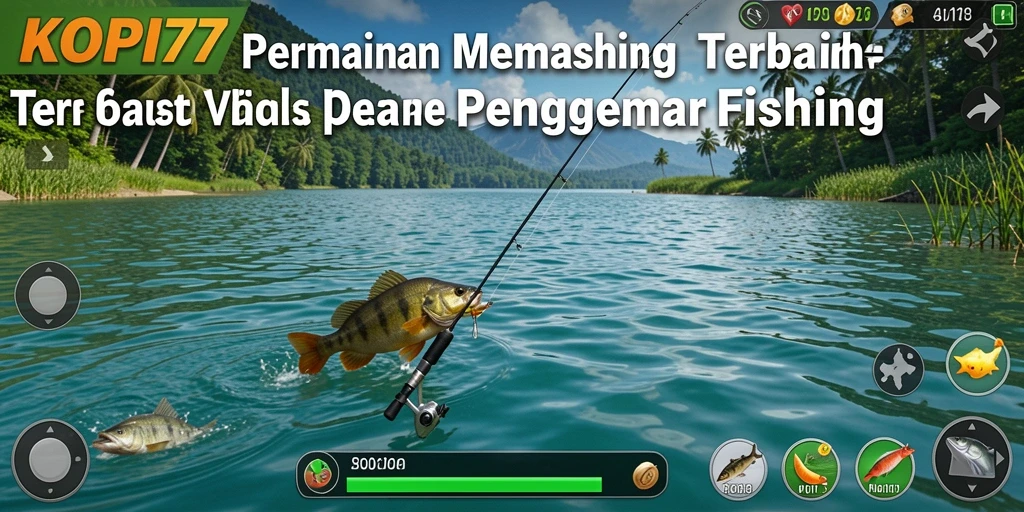 Screenshot gameplay KOPI77 menampilkan aksi memancing yang menarik dan visual menawan.