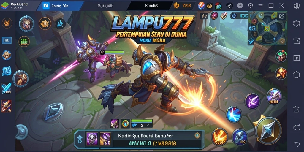 Tampilan seru gameplay LAMPU777 dengan karakter MOBA.