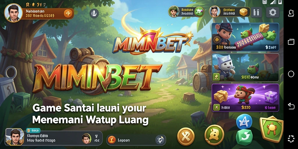 Tangkapan layar gameplay MIMINBET dengan suasana ceria dan interaksi sosial.