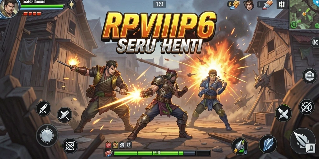 Screenshot gameplay RPVIP6 menampilkan pertarungan epik antara dua karakter.